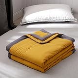 Hiseng Tagesdecke, Feste Farbe Bettdecke 2.5 Tog, Bettüberwurf, Mikrofaser Tagesdecken Weich Steppdecke, Leichte Sommerdecke, für Doppelbett Einzelbett (Gelb 01,140x200cm)