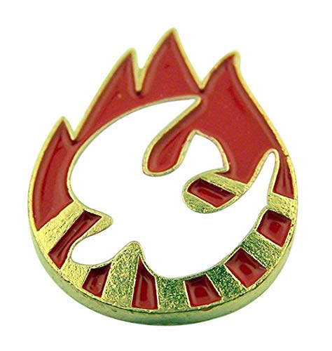 Religious Gifts Red White Enamel Holy Dove Gold Plate Confirmation Lapel Pin, 1 Inch