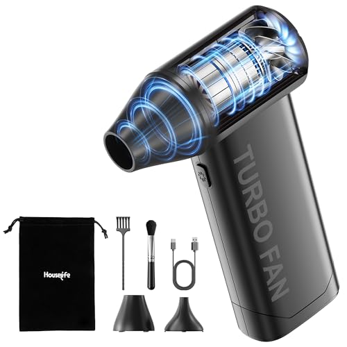 Houselife Cordless Snow Blower for Car, Handheld Electric Snow Blower with Brushless Motor, 150000 RPM Mini Turbo Snow Blower Battery Powered, Portable Blowers for Light Snow on Windows/Stairs/Patio