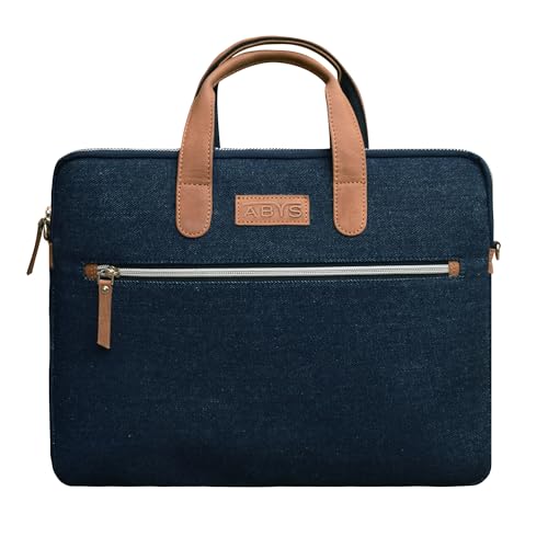 Image of ABYS 14 Inch Blue Genuine Leather Laptop Messenger & Shoulder Bag,Office bag for Men & Women (DL001)