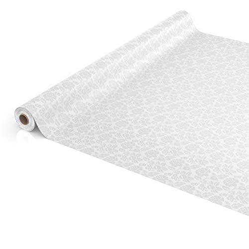ANRO Wachstuchtischdecke Wachstuch abwaschbar Tischdecke Blumen Einfarbig Uni Weiß Reliefdruck Damast Wachstischdecke wasserabweisend… – Ansicht 4