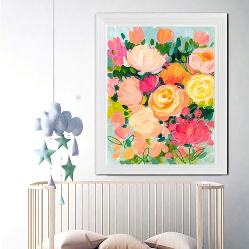 Image of Gamteldot Flower Stamped Cross Stitch Kits,11CT Cross Stitch Kits for Beginners,DIY Needlepoint Kits for Adults,Embroidery Patterns Art Crafts Kits for Home Decor and Gift