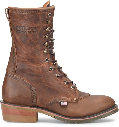 DOUBLE-H Mens 9" Soft Toe U Toe Packer Leather Boots, Durable Work Boot for Men, Comfortable and Stylish Outdoor Footwear2