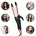 AmoVee Travel Curling Iron, 1.25 Inch Hair Straightener, 2 in 1 Flat Iron Ceramic Tourmaline, Dual Voltage, Adjustable Temp, Rose Gold