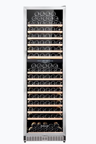 Honeywell 174 Bottle Dual Zone Compressor Wine Cooler Refrigerator, Large Freestanding Wine Cellar For Red, White, Champagne or Sparkling Wine, Digital Temperature Control, Stainless Steel on Fridge.com
