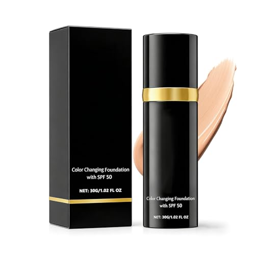 Vivian Rhodes Base que cambia de color con SPF 50, corrector líquido 4 en 1 SPF 50, base líquida correctora hidratante - Hidratación de larga duración (NATURAL)
