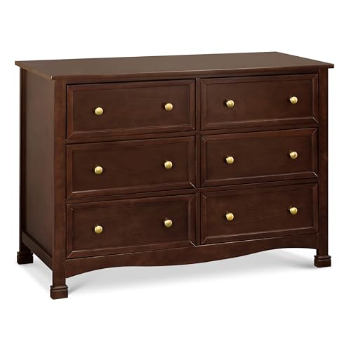 Image of DaVinci Kalani 6-Drawer Baby Dresser for Nursery - Wooden Double Chest of Drawers for Kids, Boys and Girls - Multi-Purpose Storage Espresso Dresser for Bedroom, Living Room & Hallway, Easy to Assemble