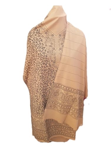 Image of Womens designer woolen suit for women with salwar and kashmiri shawl winter wear kani unstitched fabric set, stylish kurta pant set woollen dress material for women by pure pashmina wooltex