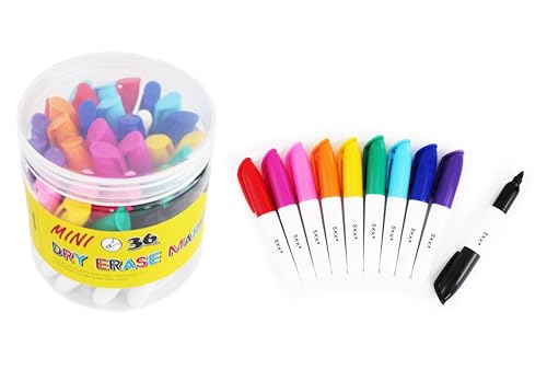 SKKSTATIONERY 36-Pcs Mini Dry Erase Markers Whiteboard Markers Marker Pens 3.5 36Pcs/Box