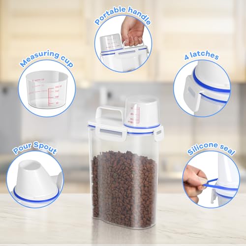TBMax Dog Food Storage Container 3 Qt, Airtight Cat Food Container with Upgraded Large Spout, Portable Travel Pet Food Storage Dispenser for Small Animal Kibble Storage, Bird Seed Container