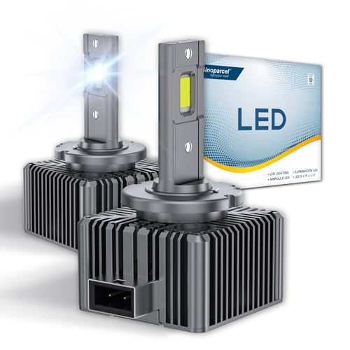 Sinoparcel D1S/D1R LED 6000K Ampoule Ventilée de Phare, Lampe Anti-erreur Homologué au Remplacer Xénon HID pour Voiture, Blanche DC 12V 35W, Lot de 2