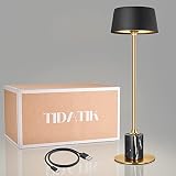 TIDATIK Cartina Cordless Table Lamp, Portable LED Nightstand Lamp, Battery Powered Touch Dimmer, Sma
