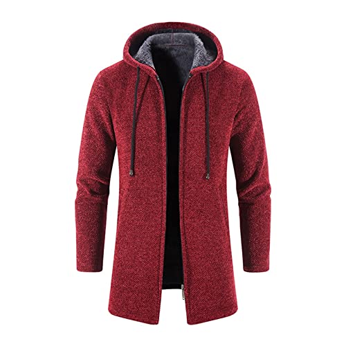 SIYAN Gabardina Cálida De Negocios Y Ocio For Hombre Chaqueta De Transición Al Aire Libre Abrigo Clásico Con Capucha Chaquetas De Invierno De Ajuste Regular Chaqueta, S-3XL(Wine red,L)