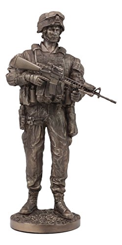 Ebros US Military War Soldier Marine Rifleman On Guard Statue 13.5"Tall Patriotic Infantry Fire Assault Rifle Gun Unit Figurine