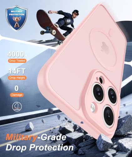 Image of FNTCASE for iPhone 16 Pro-Max Case: Translucent Light Pink Fit for MagSafe