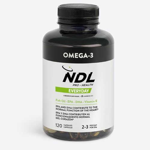 NDL Pro-Health Omega 3 - Aceite de Pescado con Alta Concentración de EPA y DHA – Suplemento Puro para Salud del Corazón, Cerebro, Vista y Articulaciones – Antiinflamatorio Natural - 120 Cápsulas