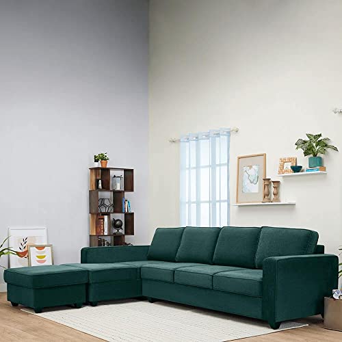 Image of Wakefit Sofa Set | 3 Year Warranty | Sofa 3 Seater, 3 Seater Sofa for Living Room, Wooden Sofa Set, 3 Seater + Left Aligned, Sofa for Living Room - Napper(Malphino : Malibu Green)