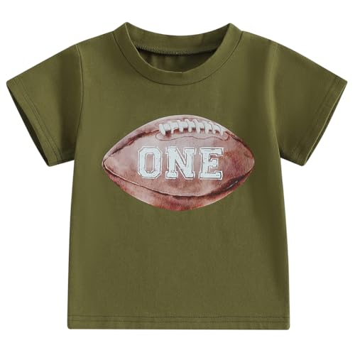 Infant Baby Boys First Birthday Outfit 1st Birthday T-Shirt 1st Year Down One Football Short Sleeve Top