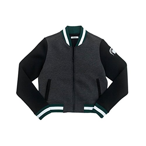 Michigan State University Cropped Varsity Jacket Size L- Spartans Charcoal