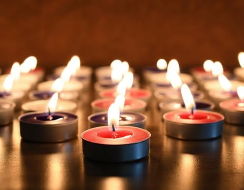 Image of 100 Pcs Paraffin Wax Candles Tea Light, 3 hr Burn time, No Residue Diwali Decoration,Smokeless, (100 PC Unscented) | Popo Toys