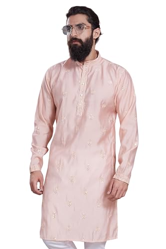 Image of DIVISIVE Men's Embroidered Cotton Silk Blend Only Slim Fit Kurta