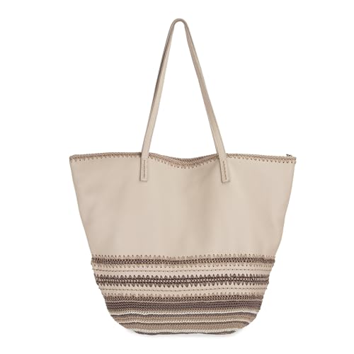 Image of The Sak Faye Tote Bag - Hand Crochet Women's Purse For Everyday & Travel - Handbag With Zipper Pocket & Shoulder Straps