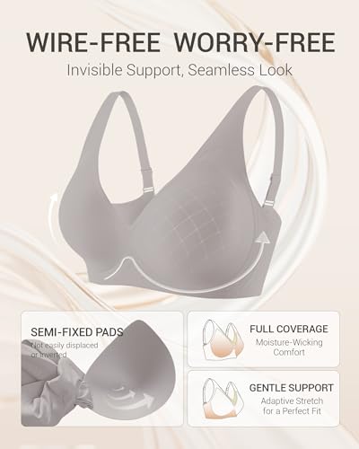 Image of Gailife Deep V Jelly Bras for Women No Underwire Wireless Seamless Push Up Bra Comfort Support Plunge Bralette Full Coverage