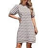 Kedera Sweater Dress for Women 2025 Summer Business Casual Short Sleeve Plaid Mini Knit Old Money Dresses Brunch Outfits