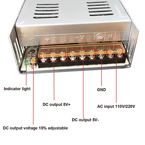 AC 110V/220V to DC 5V 60A 300W Universal Regulated Switching Power Supply Adapter Transformer Driver Converter for Silver3