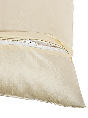 Image of ROMEE Designer Geometric Printed Cushion Covers 16 inch x 16 inch Set of 5 | Decorative Square Jute Throw Pillow /Cushion Cover for Living Room, Sofa, Couch, Bedroom (Beige & Yellow)