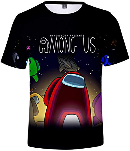 MINIDORA Among Us Camiseta Estampada en 3D Hombre Casual Manga Corta Camiseta de Juego(S,K06274)