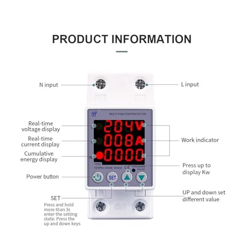 Dispositif de protection surtension Rail Din 220V 230V double affichage - 5