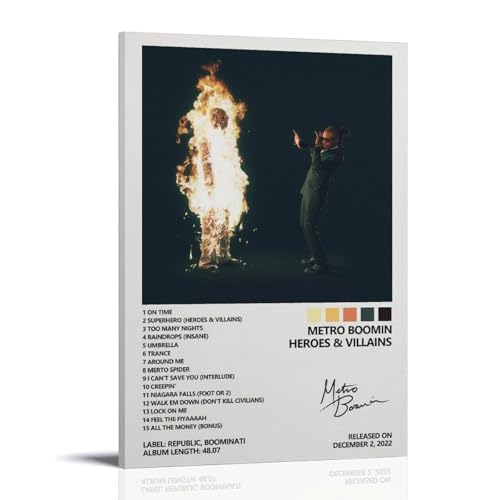 Metro Boomin - Póster de héroes y villanos, estética de habitación, lienzo al óleo, álbum o película, póster para colgar