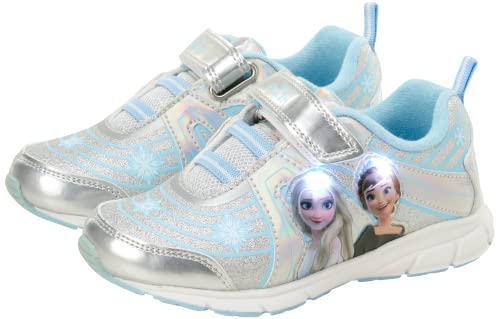 Disney Girls' Frozen Sneakers - Laceless Light-Up Running Shoes (Toddler/Little Girl), Size 12 Little Kid, Frozen Light Up
