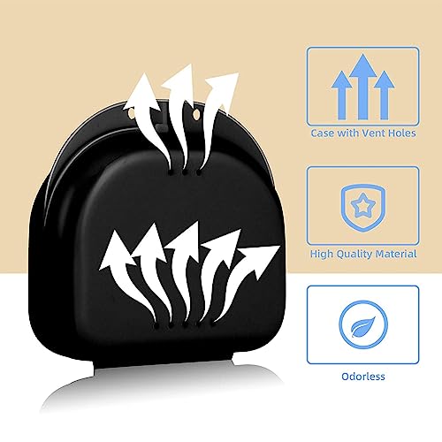 Gebissdose Zahnprothesendose,2PCS Zahnspangendose,Gebissdose,Spangendose,Prothesendose,Gebissdose Schwarz,Prothesendose Reise,mit Luftloch,für Prothesen,Zahnspangen,Mundschutz,Hellblau und Schwarz