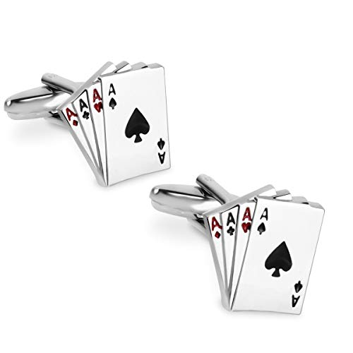 Set de Mancuernillas y Sujetacorbata con Cartas de Póker para Hombre miniatura 3