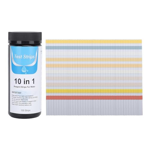 Baxnore Professional 10 en 1 tiras de prueba de piscina Kit de prueba de calidad de agua preciso preciso para piscinas spas acuarios estanques de agua potable 100 tiras por botell