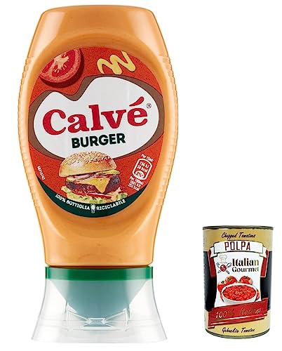 Calvé Salsa Burger Extragusto - Salsa con mayonesa, mostaza, cebolla y salsa Worcestershire de 250 ml + Polpa italiana gourmet de 400 g