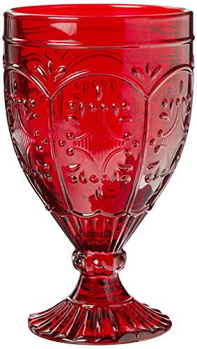 Fitz and Floyd Trestle Glassware Ornate Goblets, 4 Count (Pack of 1), Red