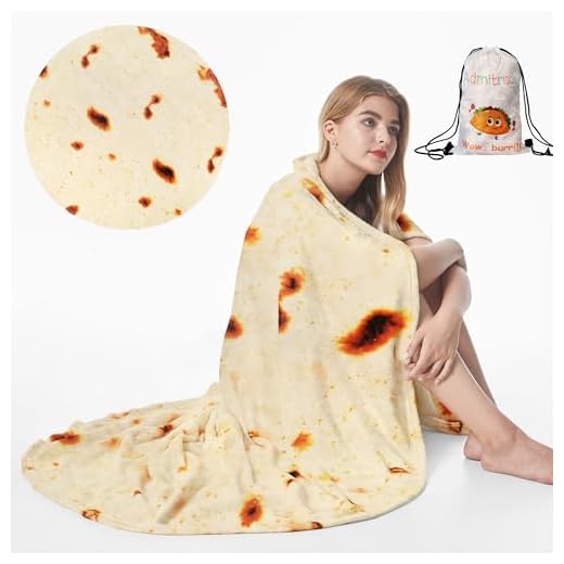 Admitrack Tortilla Wrap Blanket,Burritos Round Wrap Blanket,Tortilla Throw Blanket,Funny Realistic Food Round Blanket,Novelty Burritos Throw Blanket for Adults&Kids