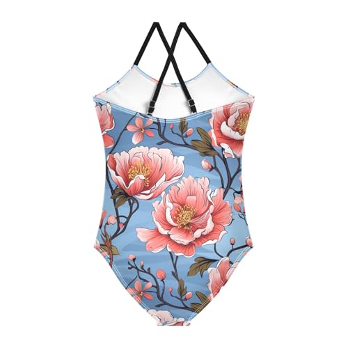 Flowers Floral Pink Girls One Piece Swimsuit Beach Swimwear 208505852