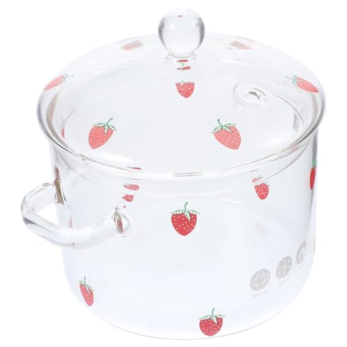 BESTOYARD Marmite avec Couvercle et Double Oreille 1900ml en Verre Borosilicate à Soupe Poignée Ergonomique Cuisine Facile, pour Lait et Soupes Maison