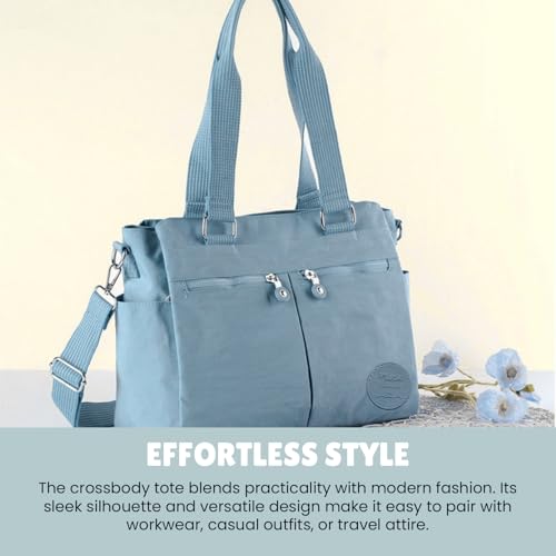 Image of MOCA Womens Casual Nylon Water Resistant Crossbody Tote Sling Handbag, Multi-Pocket Design with Adjustable Shoulder Straps for Work Travel Office, Everyday Use