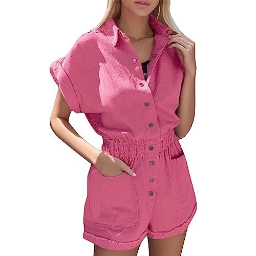 Blusa manga corta mujer suelta transpirable con botones decorativos
