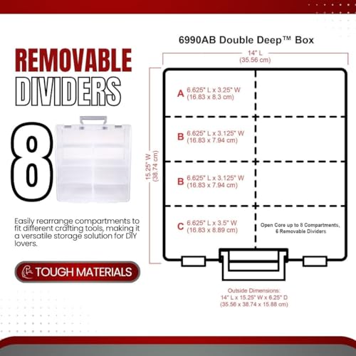 ArtBin Box-Art Storage with 8 Removable Compartments, Smart Closure for Craft Supplies Super Satchel, Polypropylen Kunststoff, Gold, Double Deep