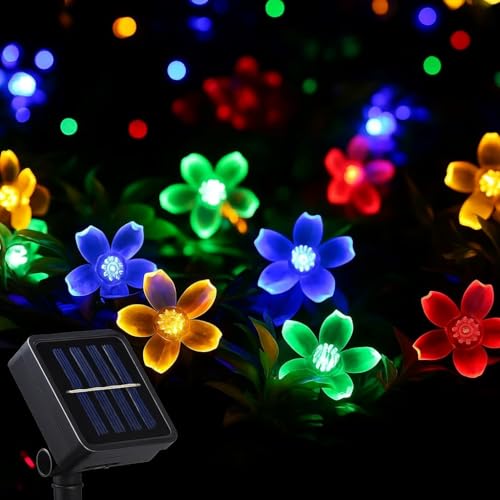 GRIHASTHA E-SHOP 75 Flower LED Fairy String Solar Silicon Flower 10 Meter Waterproof 8 Mode Outdoor/Indoor Waterproof Solar Powered Led String Light,...