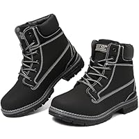 ziitop Women's Combat Ankle Boots Waterproof Fashion Casual Lace Up Low Heel Fall Boots Ladies Anti-Slip Lightweight Outdoor Work Booties, Black, 5 UK
