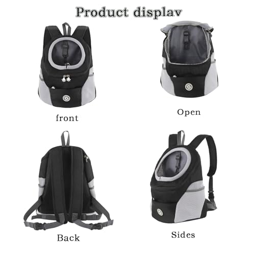 Pet Carrier Backpack, Front Cat&Dog Backpack Carrier Travel Bag, Comfortable and Breathable Backpack with a Breathable Head Design, Easy-Fit for Traveling Hiking Camping (Black, Small) - Image 3