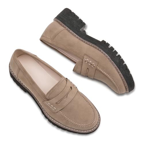 Image of Womens Loafers Shoes Platform Chunky Penny Loafer Lug Sole Comfortable Slip On Work Office Business Casual Dress Shoes, US Size 5-11.5