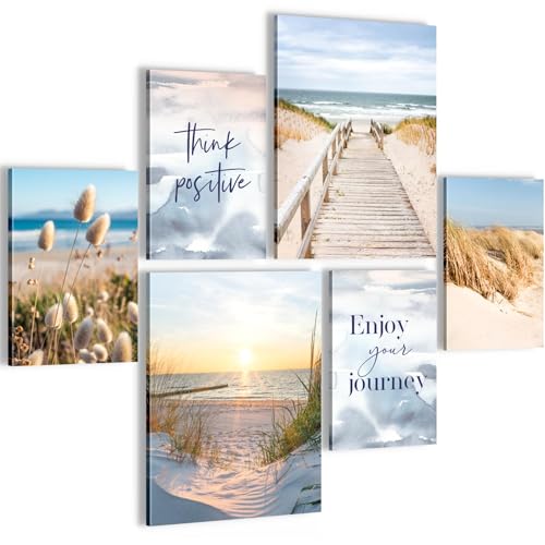 Novart Tableaux Decoration Murale Ensemble Plage de Bohème Tabloeau - PRÊT À ÊTRE ACCROCHÉ - Aucun Cadre Nécessaire - Chambre Salon Cuisine - N034763b